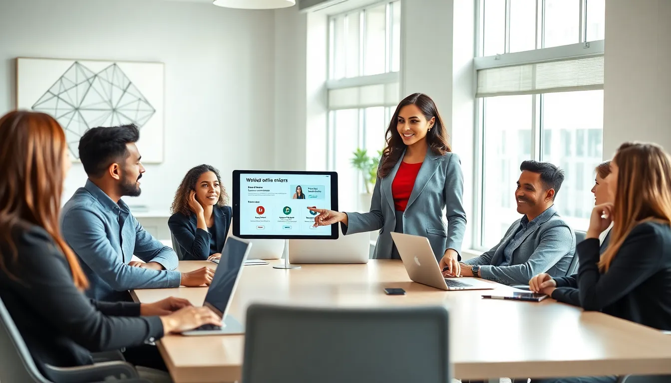 diverse team collaborating in a modern office setting.